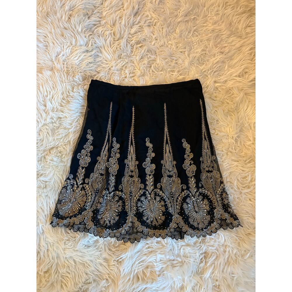 Ralph Lauren Beaded Embellished Formal Skirt Black Gold Embroidered Vintage $3K - Picture 2 of 16